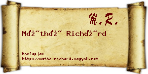 Máthé Richárd névjegykártya
